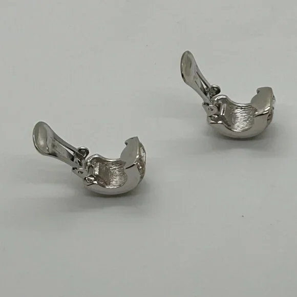 Christian Dior Vintage Clip-On Earrings With Rhinestones & Silver-Tone Metal - Picture 9 of 16